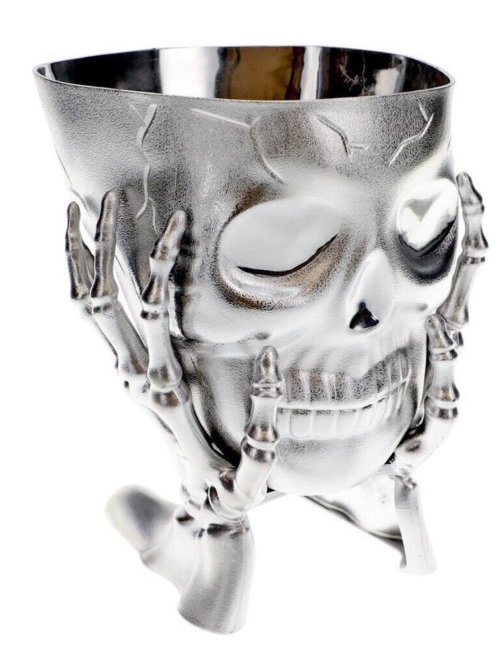 🩷. Skeleton Skull Ice Bucket - Silver Decorative Beverage Cooler